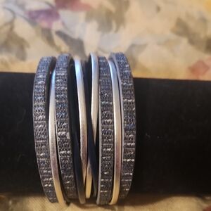 Elegant Silver and Blue Wrap Bracelet